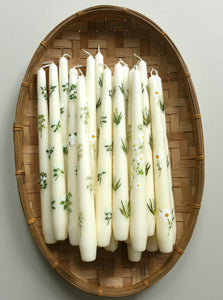 delicate hand painted ivory wedding candles 