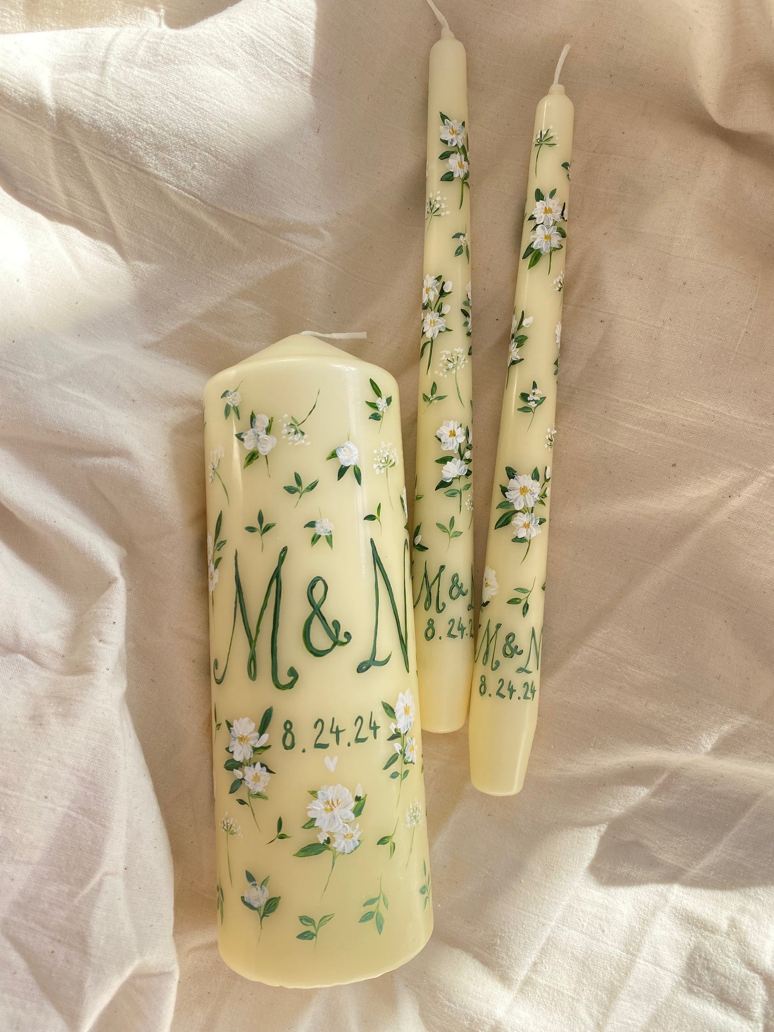 ORNA Hand Painted Unity Set Wedding Candles