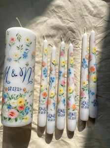hand painted wedding bespoke pillar candle