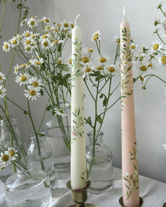 daisy chain hand painted candles