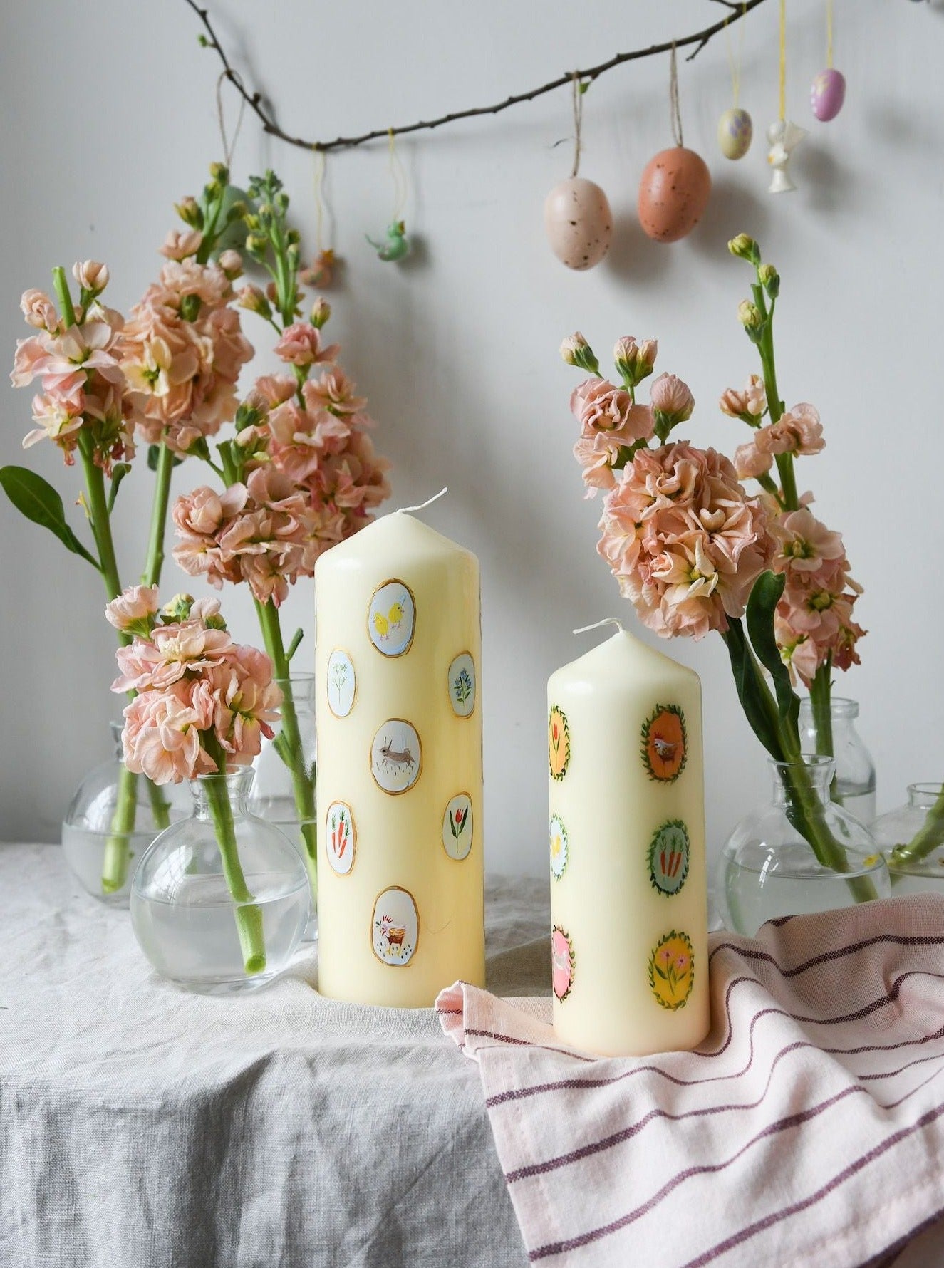 ORNA Hand Painted Large Farm Pillar Candle