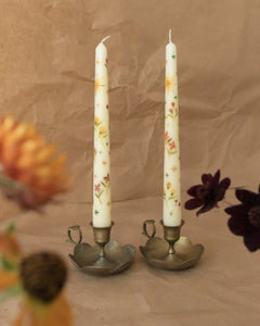 Autumnal floral hand painted candles