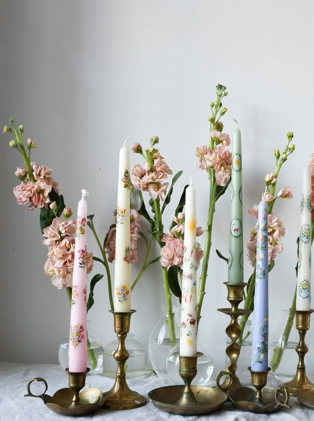 hand painted flower candles