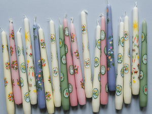 hand painted flower and easter candles