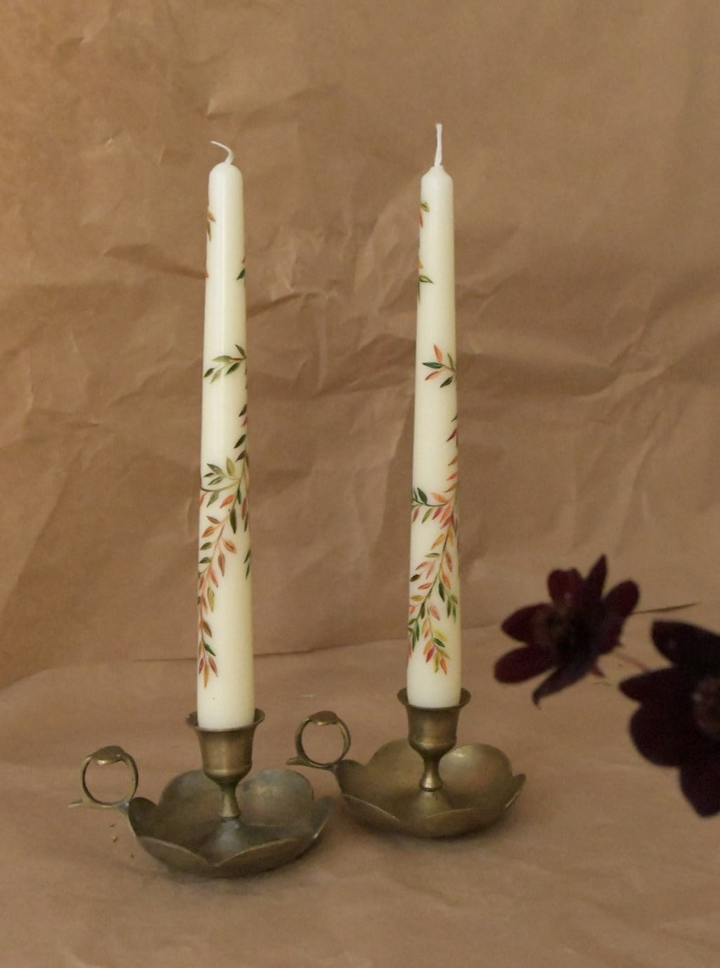 ORNA Hand Painted Autumn Twisted Foliage Candle