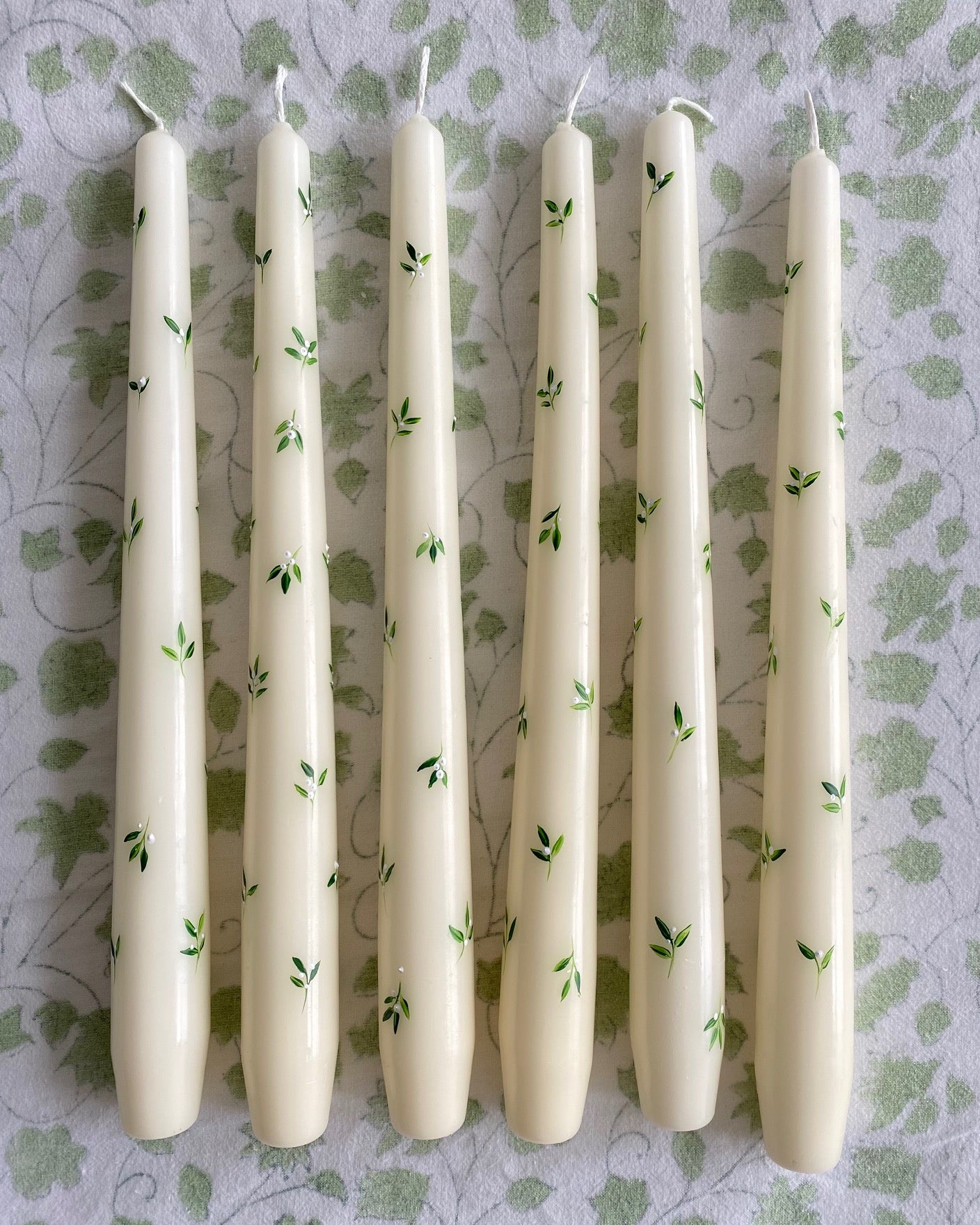 hand painted ivory wedding candles