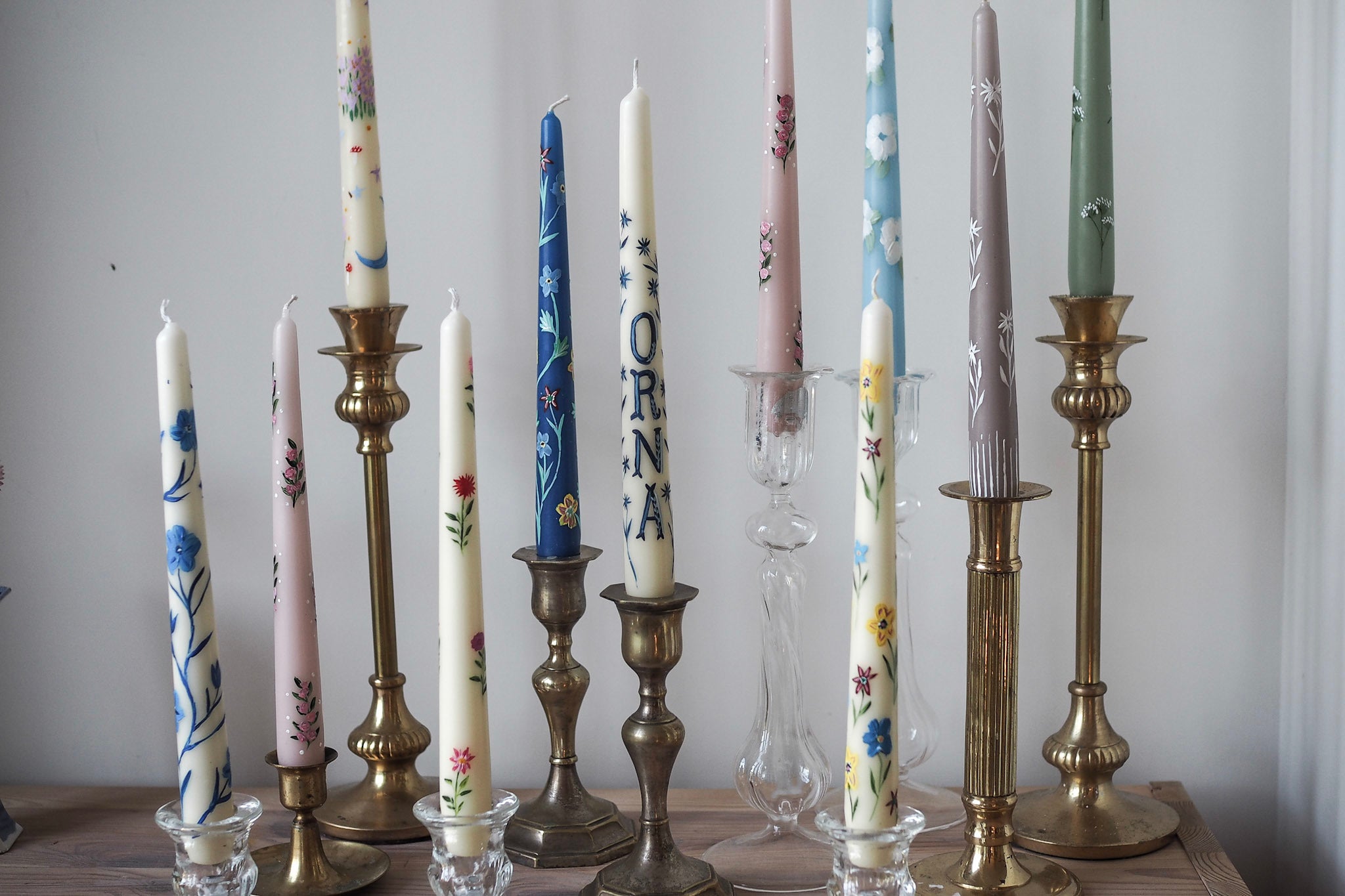 hand painted candle stick display