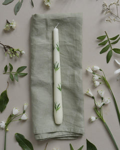 hand painted ivory lily of the valley wedding candles